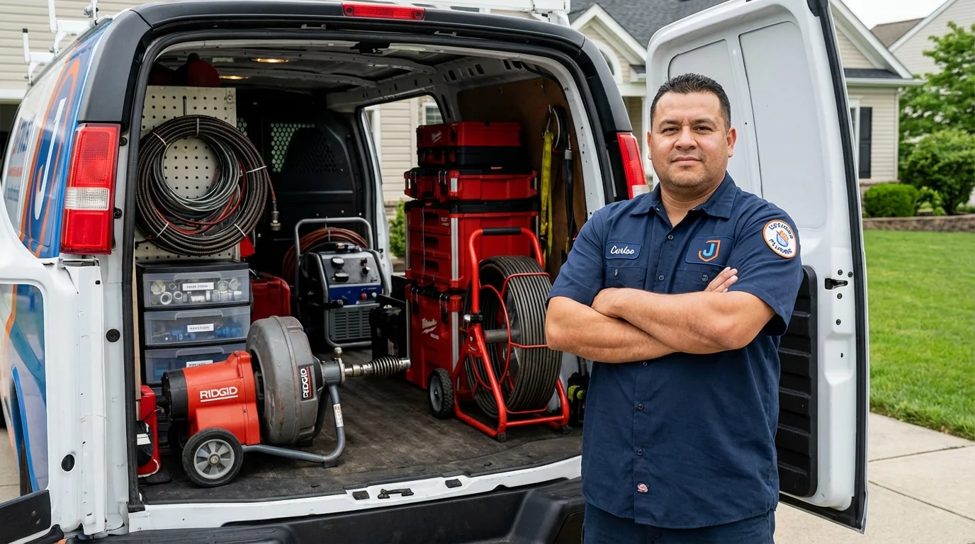 Professional drain cleaning equipment and Johns Plumbing LLC plumber in Revere
